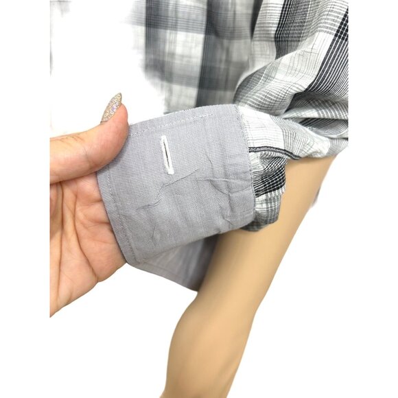 Joseph Abboud Men’s Shirt Button Down M Slim Fit Plaid Black Grey White Contrast - Picture 7 of 11